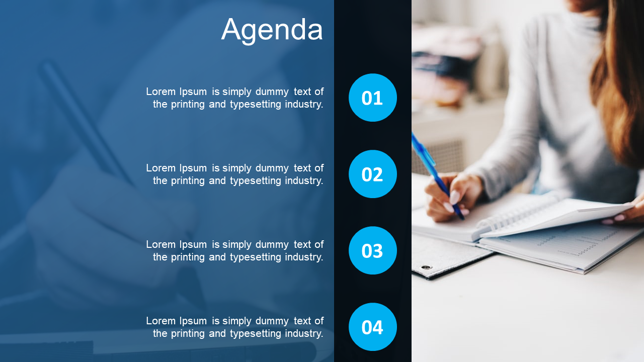 Agenda PowerPoint Template with Four Node Design